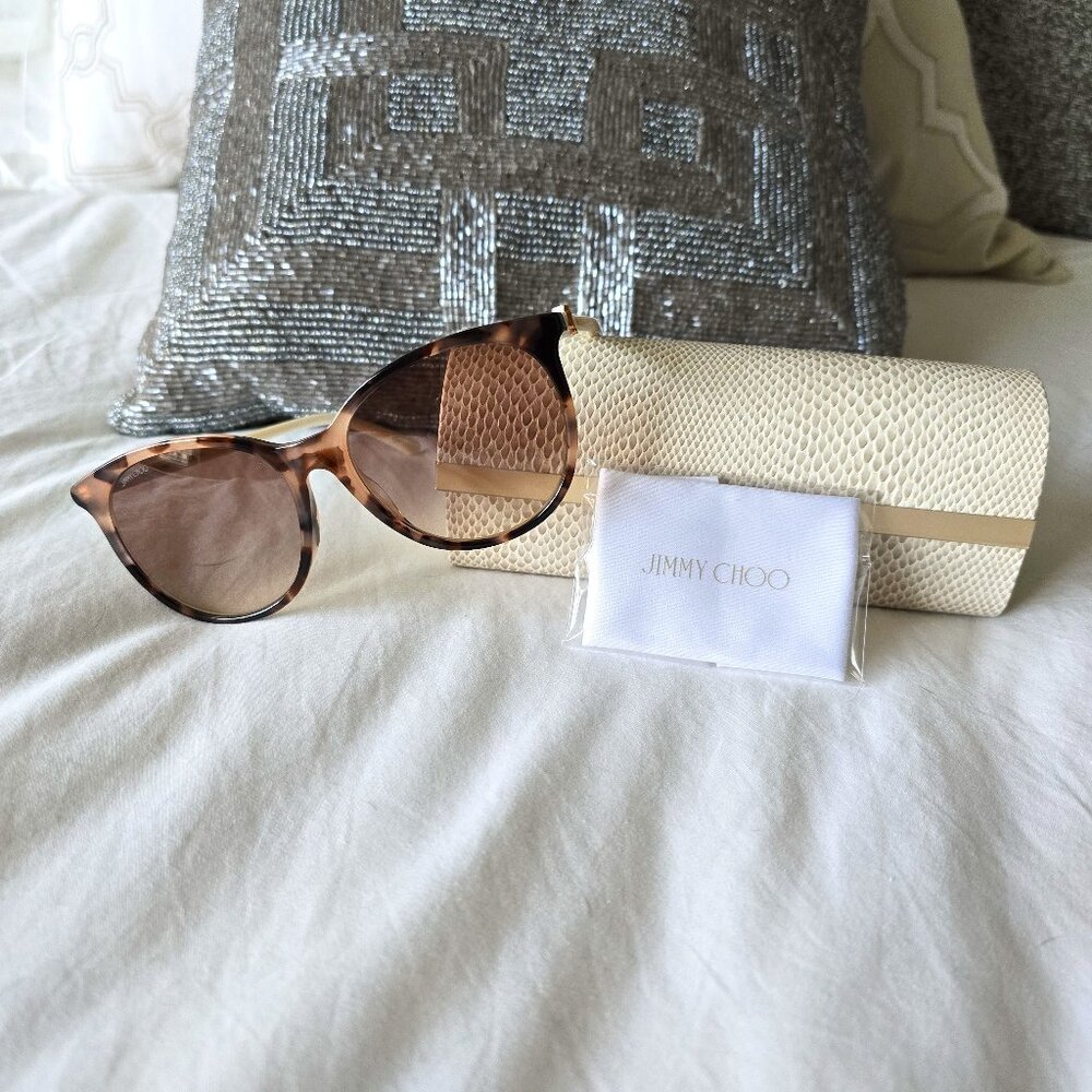 Jimmy Choo Cream Tortoise Sunglasses NEW Never Used